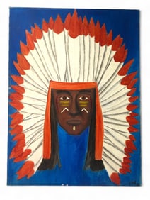 R. Broadbent Painting Of Native American Chief