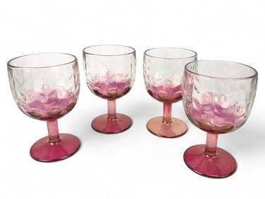 Vintage Bartlett Collins Cranberry Fade Goblets