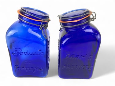 2 Casidis Milano Cobalt Glass Canisters