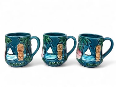 Rare MCM Hawaiian Souvenir Tiki Coffee Mugs
