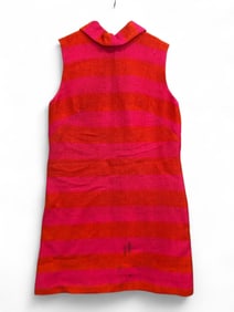 Vtg Mod Handmade Pink And Orange Striped Dress