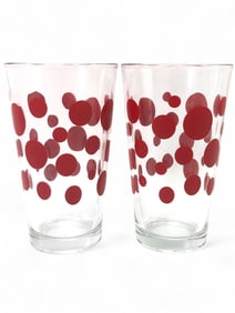 (2) MCM Libbey Polka Dot Glasses