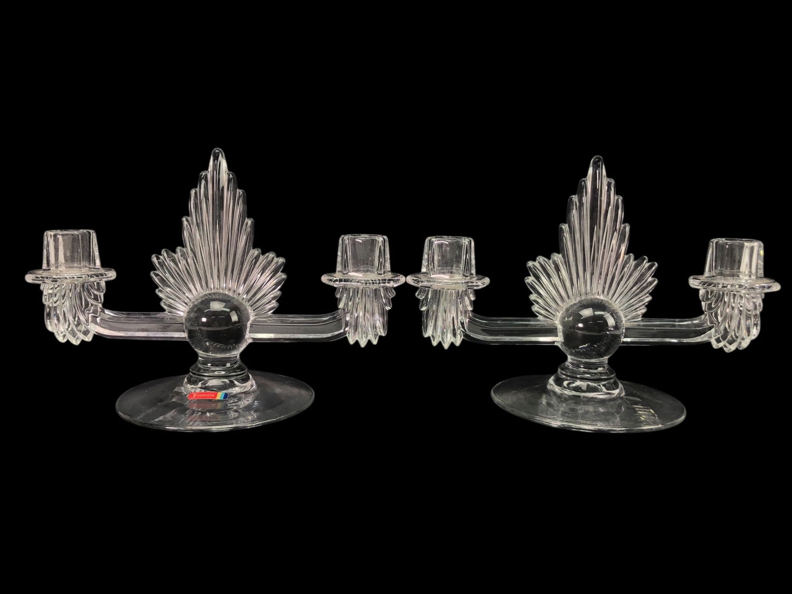 1940s Fostoria Crystal "Flame" Candlestick Pair (1 of 6)