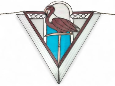 Signed Lopez 2001 Stained Glass Flamingo