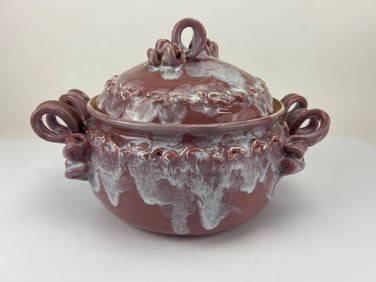 Handmade Ceramic Lidded Bowl With Handles