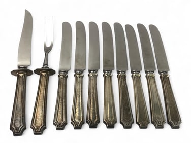 ‘King Albert’ Pattern Old French Style Sterling Handle and Stainless Steel Flatware Set, Pat.