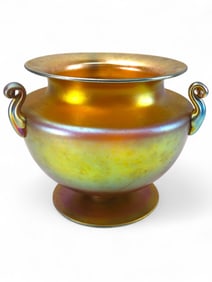Signed Steuben Gold Aurene Glass Vase