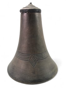 African Handcarved Wood Milk Jug With Lid