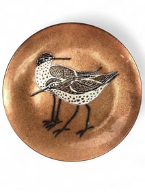 Vtg Signed Annemarie Davidson Copper Enamel Plate