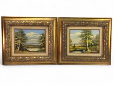 Brenner Signed Oil Paintings In Ornate Frames