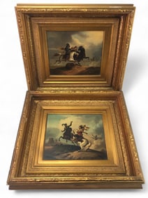 In the Manner of Continental School Equestrian Battle Scenes Paintings