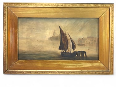 Continental School, 19th Century Marine Scene Oil on Canvas