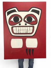 Stylized Indigenous Bear Acrylic Painting