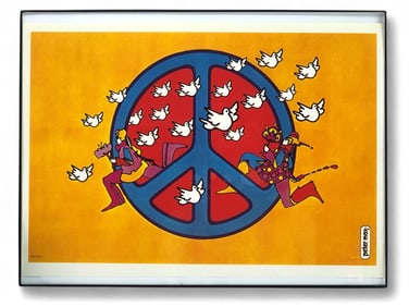 Peace By Peter Max 1970 Poster Framed