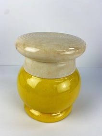 Antique Yellow Ware ‘Chef Hat’ Lidded Jar