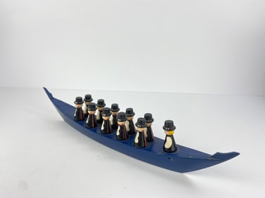 Vintage Swedish Folk Art Hand Carved Kyrkbat