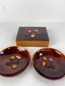 MCM Bovano Enameled Copper Trinket Box And Dishes