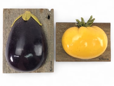 Carol C Cline Eggplant And Yellow Tomato Wall Art