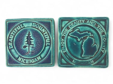 2 Pewabic Detroit Pottery Michigan Tiles