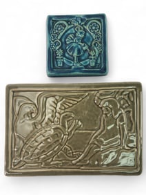 Pewabic Pottery Ceramic Tile Pair