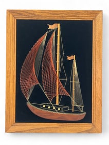 Mid-Century String and Nail Art Sailboat