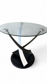 Modernist Glass And Chrome Side Table