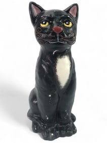 Vtg Ceramic Black Cat Figurine
