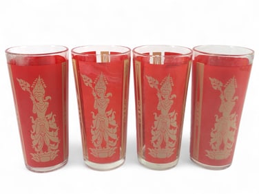 4 MCM Culver ‘Thai Goddess’ Highball Glasses
