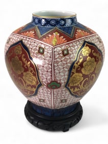 Japanese Imari-Style Polychrome Porcelain Vase, Marked Tokuyama Imari, Mid-20th Century