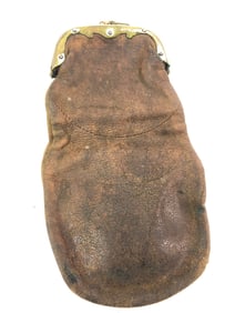 Antique Leather Snap Top Pouch 7 Inch