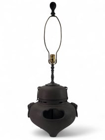 Antique Japanese Cast Iron Tea Pot Lamp