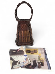 Japanese Mingei-style Woven Bamboo Tall Nageire Ikebana Basket