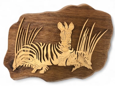 Handcrafted Wooden Zebra Wall Art