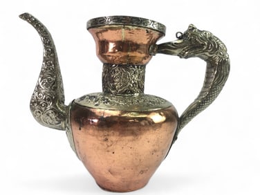 Copper And Brass Dragon Handle Ewer