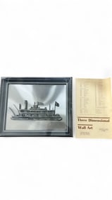 NOS John Louw Framed 3D Copper Steamboat Wall Art