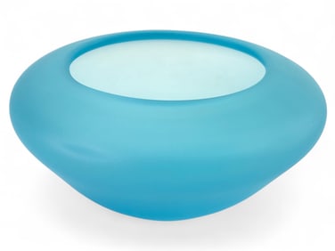 Vtg Tiffin Sky Blue Satin Glass Bowl