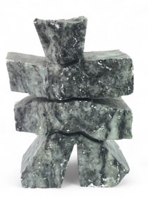 Signed Inuit Handcarved Stone Inuksuk Sculpture