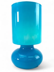Vtg Ikea Lykta Table Lamp Blue Glass