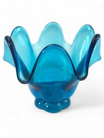 Vtg L.E. Smith Handkerchief Art Glass Bowl