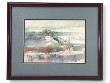 Signed William A Lewis Watercolor Landscape