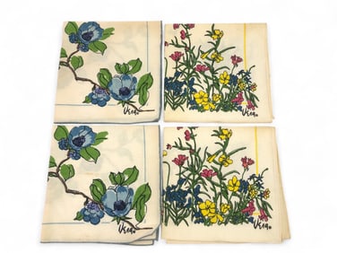 Vtg Vera Neumann Floral Napkins Set Of 4