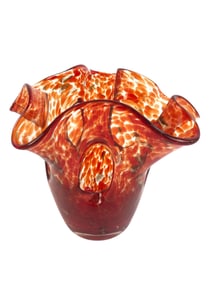 HQT Hand Made Red And Orange Art Glass Centerpiece