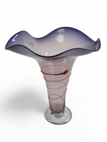 Purple And Red Hand Blown Glass Vase