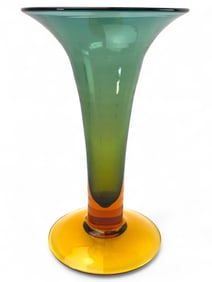 Blenko Glass Hank Adams Multi-Colored Flared Trumpet Vase