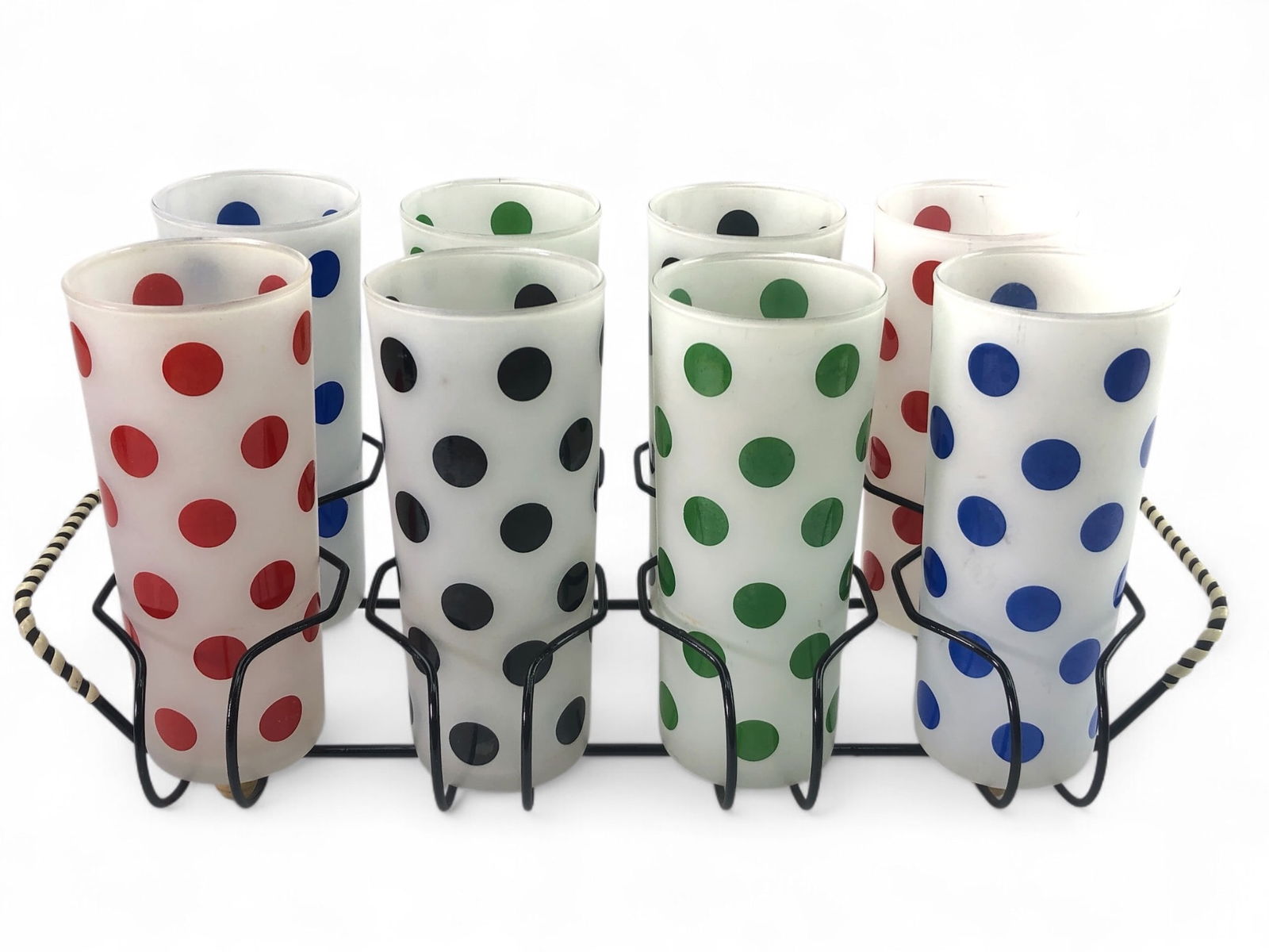 MCM Anchor Hocking Polka Dot Tumblers With Caddy (1 of 8)