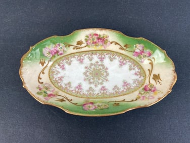 Theodore Haviland Limoges Hand-Decorated Porcelain Wild Roses Dresser Tray