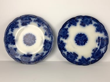 New Wharf Waldorf Pottery Flow Blue Plates