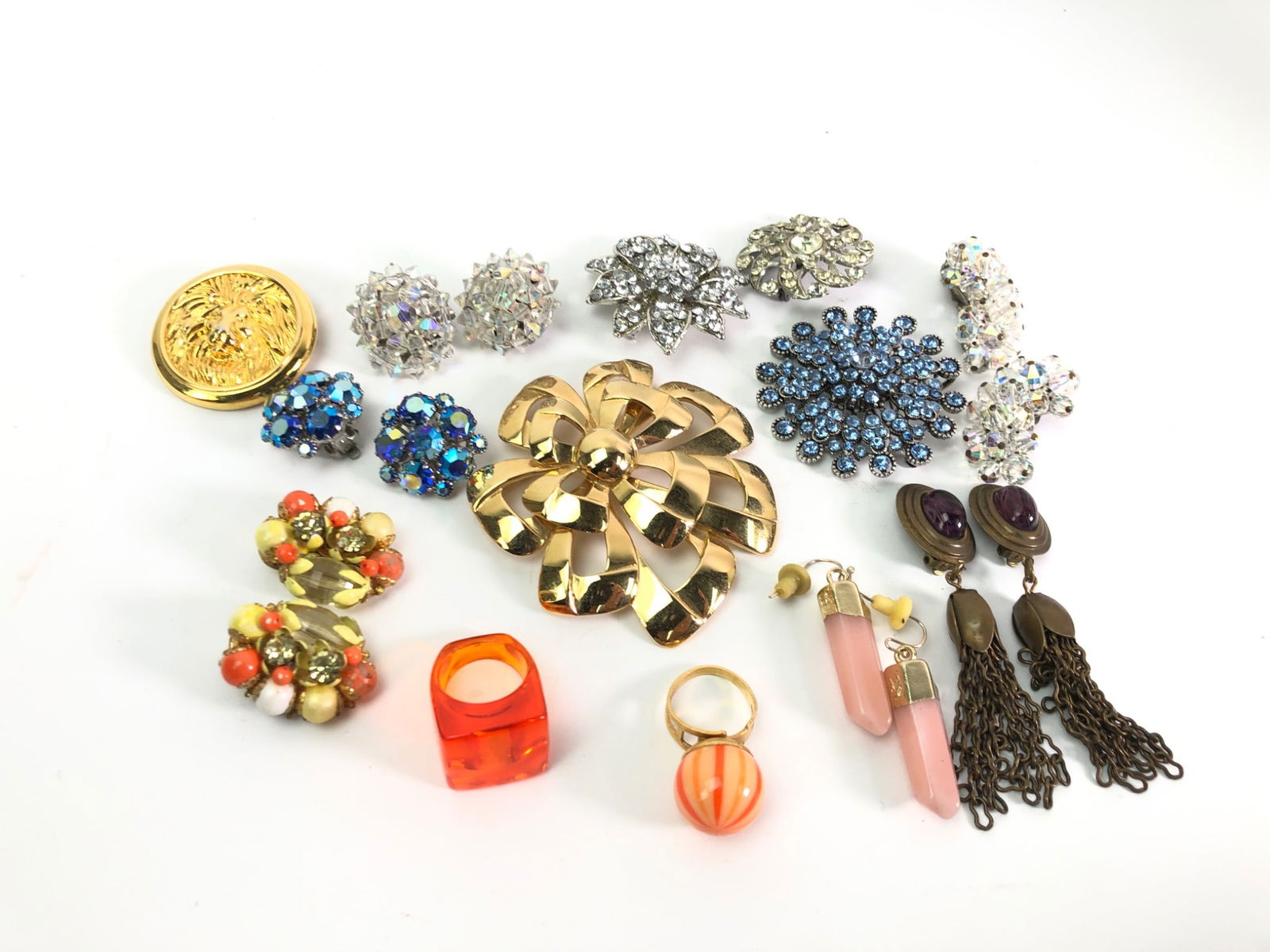 A Collection of Mid-20th Century Costume Jewelry, Including a Signed Trifari Brooch (1 of 8)