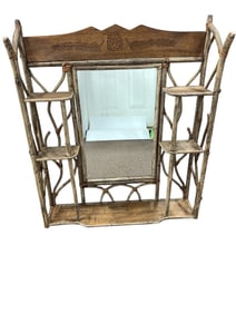 Aesthetic Movement Bamboo Wall Mirror Etagere