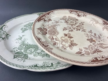 A Pair of Belleek First Period Transferware Platters, c. 1863-1891